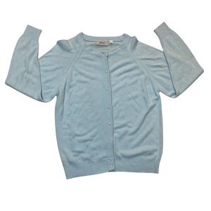 Vintage 90s Alicia Cardigan Sweater Womens Small Light Blue Acrylic Made in USA